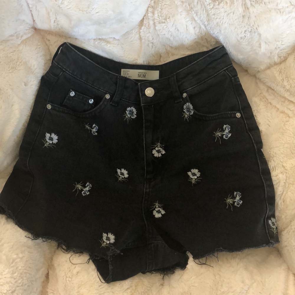 Topshop black floral MOM shorts